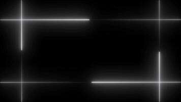 Neon line glowing square frame on black background. Glowing neon frame background animation square shape video