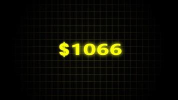 Dollar Counting from 0 to 5000 money and digits increasing Counting Numbers, Number counter of dollar animation on abstract grid background, Dollar count 0 to 5000 text icon animation video