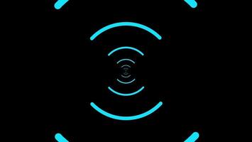 cyan koncentrisk bågar på svart bakgrund abstrakt mönster video