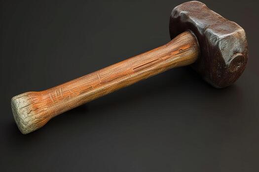 A hammer with a wooden handle on a black background photo
