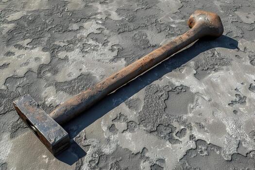 A hammer laying on the ground in a field photo