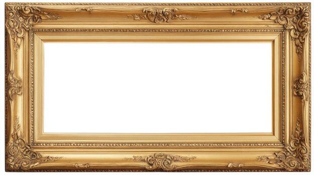 Ornate Gold Frame with Empty White Space Ideal for Art, Photos, and Design Elements photo