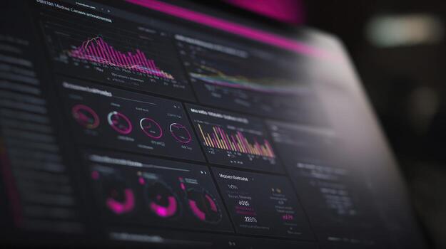 Data analysis interface displaying complex graphs and charts technology concept photo