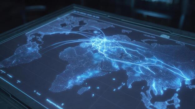 A computer screen with a map on it photo