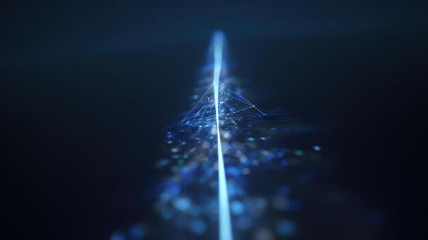 A long line of lights in the dark photo