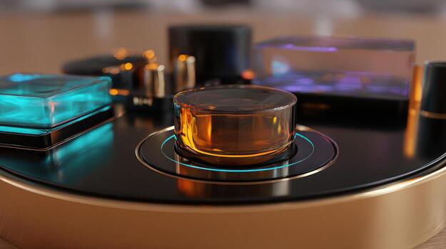 Abstract composition of technological device with modern design elements photo