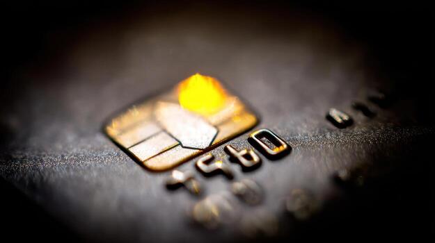 cerca arriba de un crédito tarjeta pastilla detalles financiero tecnología foto