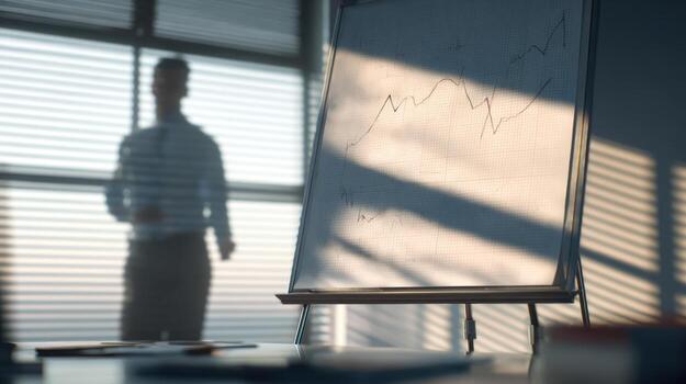 Businessman presenting financial data in a modern office environment photo