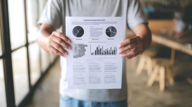 persona presentación negocio datos cartas y gráficos en papel foto