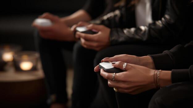 People holding game controllers gaming entertainment concept photo