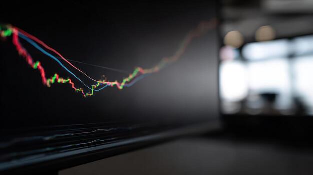 Stock market graph rising on a computer screen for finance and business photo