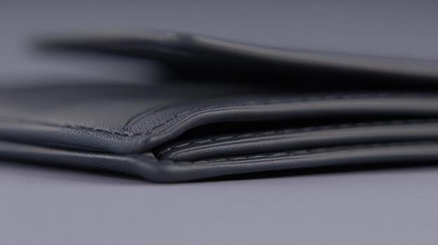 Close up of a leather wallet isolated on a gradient background photo