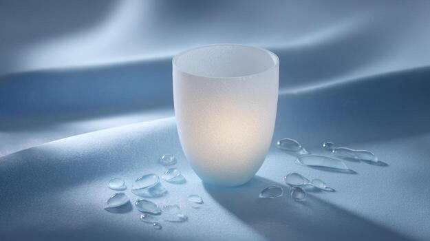Elegant glass vessel illuminated against a soft textured background photo