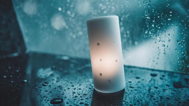 Abstract candle illuminated in soft light against a blurred background photo