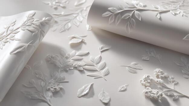 Elegant embossed paper with floral patterns creative artistic design photo