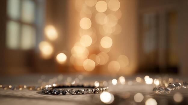 Elegant bracelet with sparkling gemstones displayed indoors with soft lighting photo