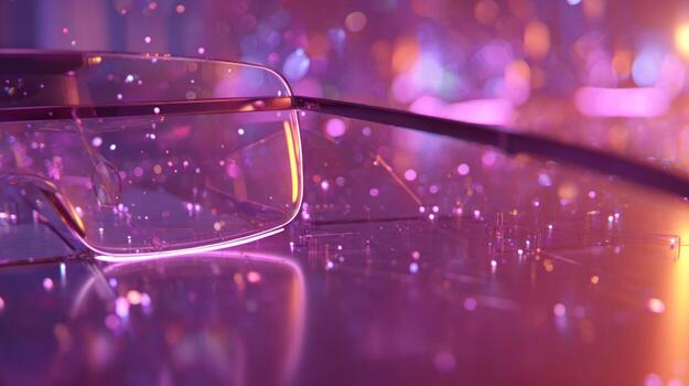 Abstract rendering of a transparent device with bokeh lights and reflections photo