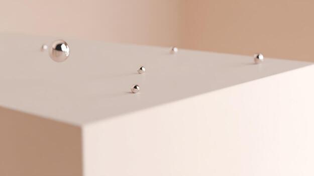 Metallic spheres on a geometric surface abstract composition photo