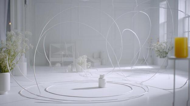 Minimalist composition with bottle abstract lines and soft lighting photo