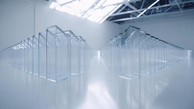 Abstract architectural glass structure installation modern art exhibition photo