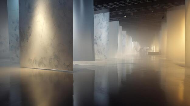 Abstract interior design with modern architecture and atmospheric lighting photo