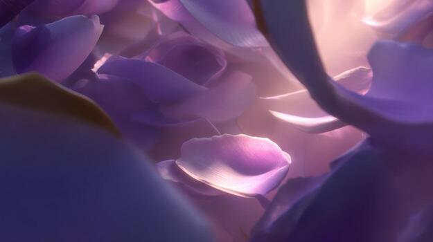 Abstract close up of purple petals with warm light and soft textures photo