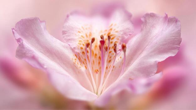 Close up of delicate pink flower petals with soft focus and details photo