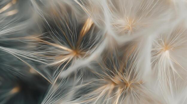Close up of dandelion seed head with delicate feathery structure photo