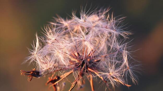 cerca arriba de un diente de león semilla cabeza con suave aireado texturas y detalles foto