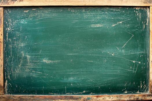 Rustic green chalkboard displays a textured surface, ideal for writing or drawing in classrooms, workshops, and creative spaces photo