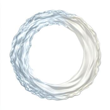 A glassy circular fluid ring fills the right half of a bright background, evoking a calming atmosphere photo