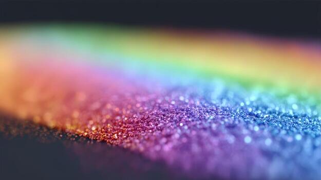 Bright and colorful glitter spreads across a dark surface, forming a beautiful gradient of shades and sparkles photo