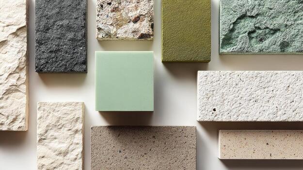 Diverse stone samples in different colors and textures offer creative options for design projects photo