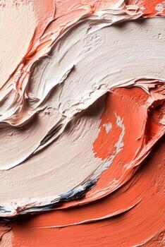 Vibrant swirls of oil paint create a rich texture, featuring tones of orange and beige that evoke depth and artistic expression photo
