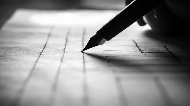 A hand delicately draws lines on a sheet of paper, focusing on the meticulous task of creating a tax form in black and white photo