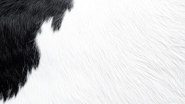 Detailed close-up of a cow's hide, revealing a pattern of black and white fur that highlights the animal's unique texture and color variations photo