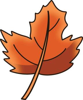 One simple orange maple leaf on a transparent background. vector