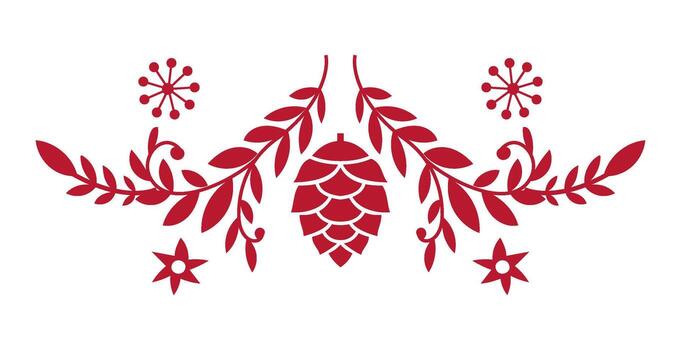 Pinecone With Festive Branches vector