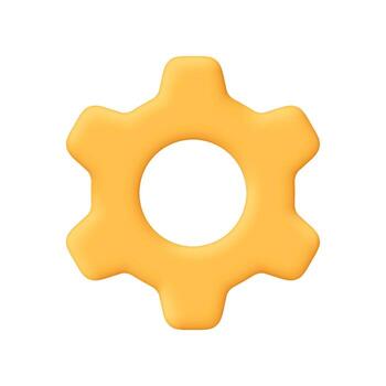 Yellow gear, and configuration symbol. Technical support, repair, service, optimization and workflow concept. 3d icon. Cartoon minimal style. vector
