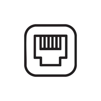 Ethernet Port Icon for Network Connection and Internet Cable vector