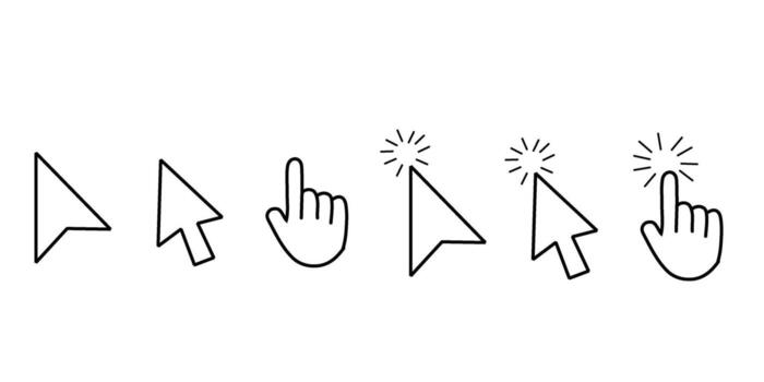 Cursor icons pointer hand clicking graphic vector