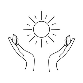 Mystical and esoteric cards in trendy minimal lineart style. in boho style hands and mystical objects on white vector