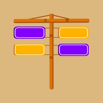 creativo ilustración de un de madera señalizar con múltiple flechas señalando en diferente direcciones. vector