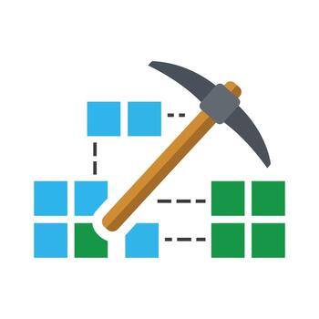 Blockchain Mining Pickaxe Crypto Currency Digital Asset Network Distributed Ledger Technology vector