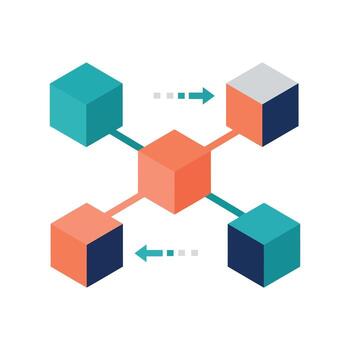 Decentralized Network Blockchain Icon P2P Technology Financial Transaction Crypto Currency vector