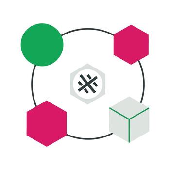 resumen conectividad diagrama con hexágono íconos y cubo forma vector