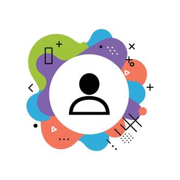 User Profile Icon on Abstract Colorful Geometric Blob Background Shape vector