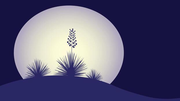 Full moon view in the middle of the desert background illustration vector