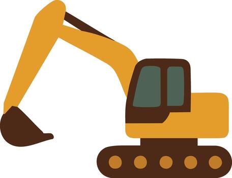 Crawler excavator with digging bucket on tracks vector