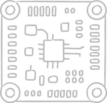 impreso circuito tablero con central pastilla icono vector